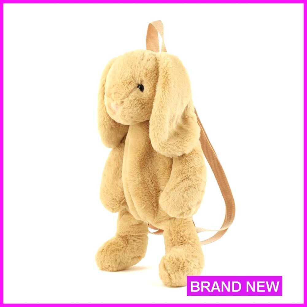 Plush Bunny Backpack with Adjustable Straps, 14x8 Inches, Faux Fur